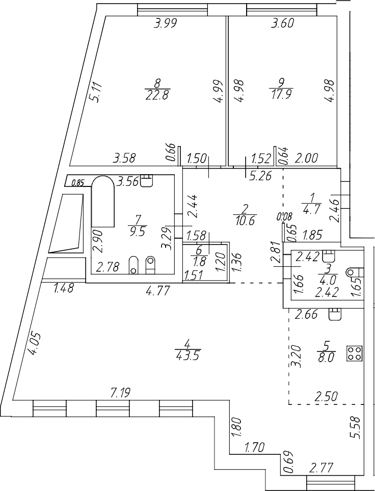 Планировка — Приоритет, 3-комн., 123 м²