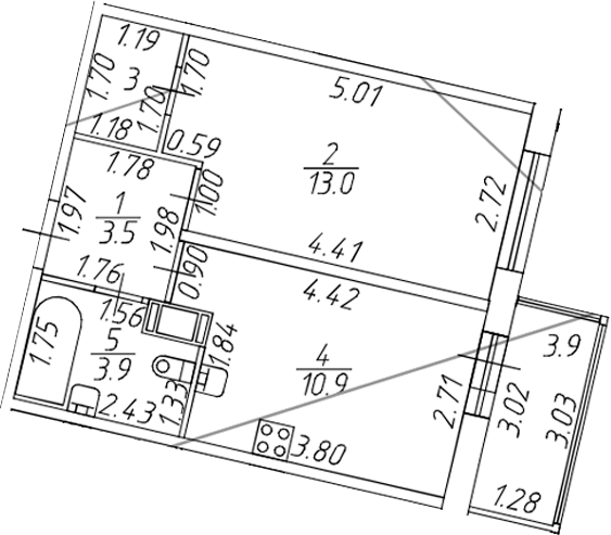 Планировка — Полис ЛАВрики, 1-комн., 33 м²
