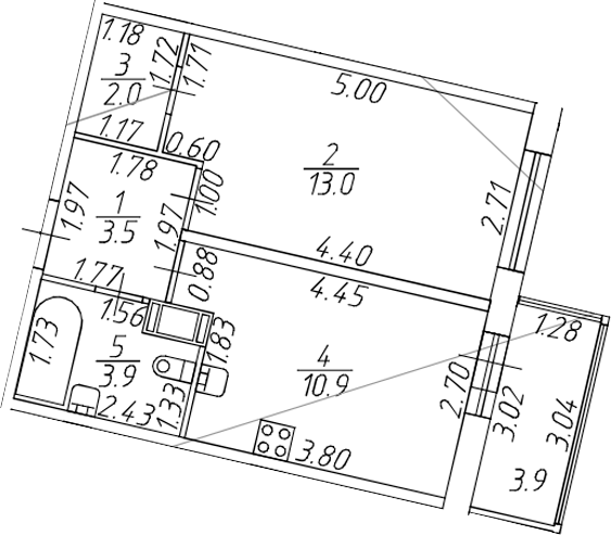 Планировка — Полис ЛАВрики, 1-комн., 33 м²