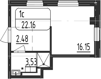 Планировка — Зум Черная Речка, Студия, 22 м²