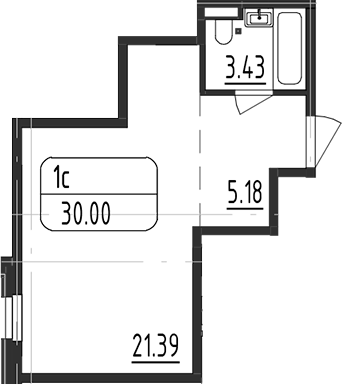 Планировка — Зум Черная Речка, Студия, 30 м²