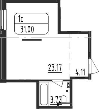 Планировка — Зум Черная Речка, Студия, 31 м²