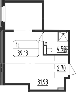 Планировка — Зум Черная Речка, Студия, 39 м²