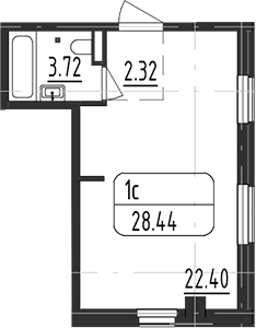 Планировка — Зум Черная Речка, Студия, 28 м²