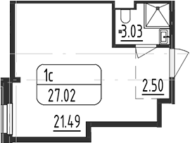 Планировка — Зум Черная Речка, Студия, 27 м²