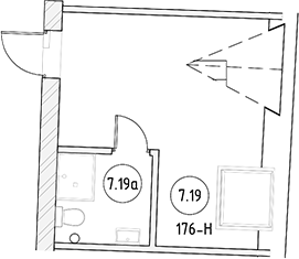 Планировка — Апартаменты на Большом Казачьем 10А, Студия, 19 м²