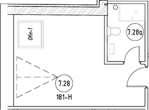 Планировка — Апартаменты на Большом Казачьем 10А, Студия, 26 м²