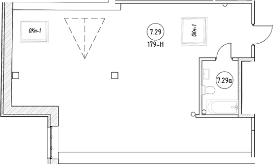 Планировка — Апартаменты на Большом Казачьем 10А, Студия, 71 м²