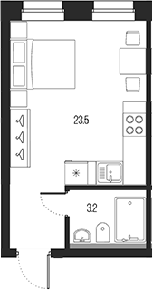 Планировка — Проект 6/3, Студия, 27 м²