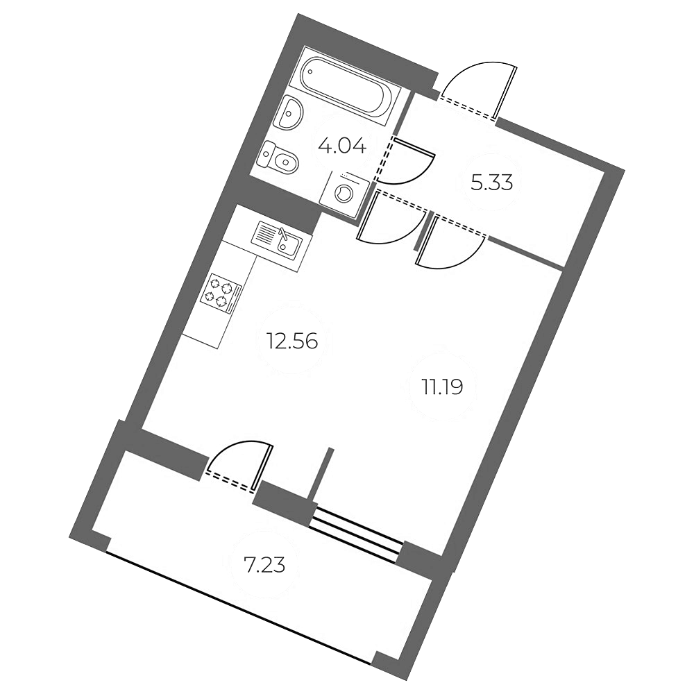 Планировка — БФА в Озерках, Студия, 33 м²