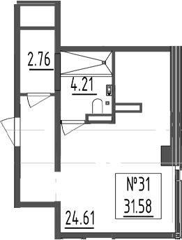 Планировка — Зум Черная Речка, Студия, 32 м²