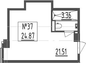 Планировка — Зум Черная Речка, Студия, 25 м²