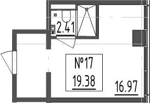 Планировка — Зум Черная Речка, Студия, 19 м²