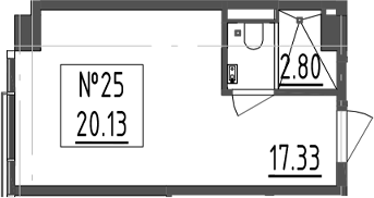 Планировка — Зум Черная Речка, Студия, 20 м²