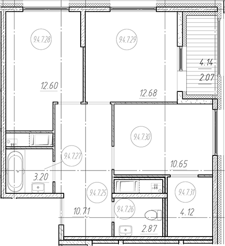 Планировка — Новый Московский, 2-комн., 57 м²