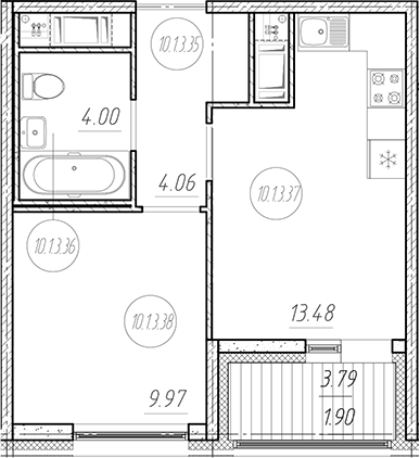Планировка — Новый Московский, 1-комн., 32 м²