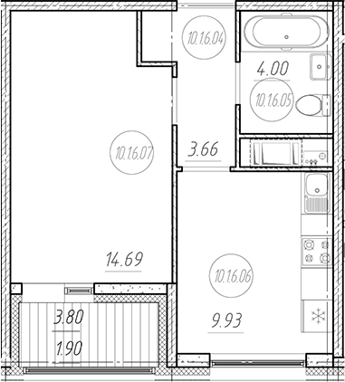 Планировка — Новый Московский, 1-комн., 32 м²