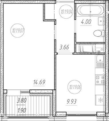 Планировка — Новый Московский, 1-комн., 32 м²