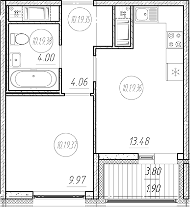 Планировка — Новый Московский, 1-комн., 32 м²