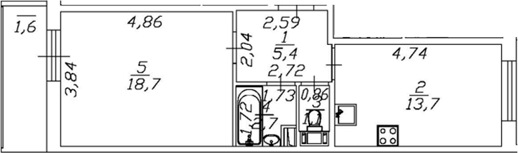 Планировка — SERTOLOVO PARK, 1-комн., 42 м²