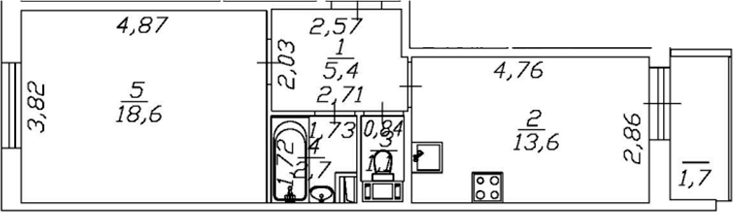 Планировка — SERTOLOVO PARK, 1-комн., 41 м²