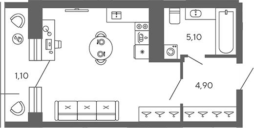 Планировка — Экоквартал Гармония, Студия, 29 м²
