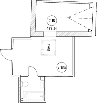 Планировка — Апартаменты на Большом Казачьем 10А, Студия, 27 м²