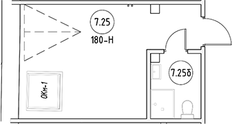 Планировка — Апартаменты на Большом Казачьем 10А, Студия, 23 м²