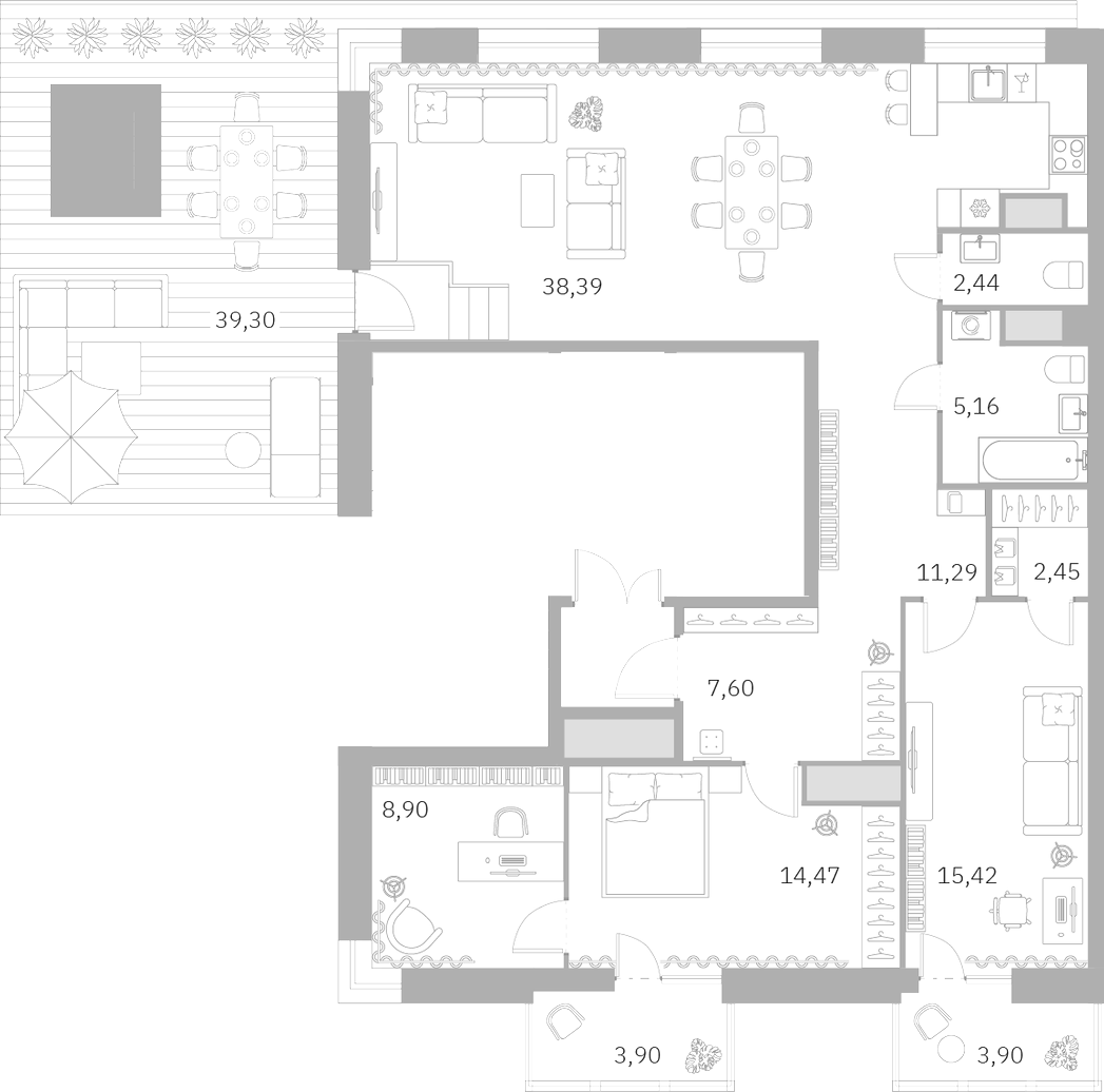 Планировка — Talento, 4-комн., 104 м²
