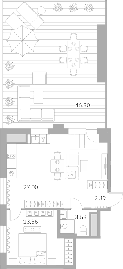 Планировка — Talento, 2-комн., 46 м²