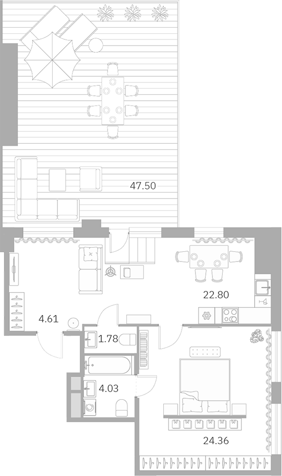 Планировка — Talento, 2-комн., 55 м²