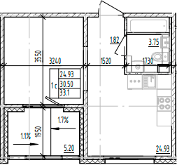 Планировка — ЛесART, Студия, 31 м²