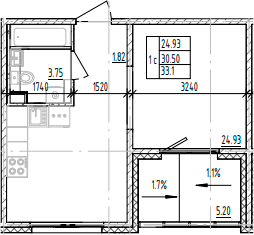 Планировка — ЛесART, Студия, 31 м²