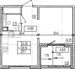 Планировка — ЛесART, Студия, 31 м²