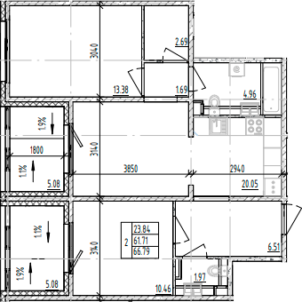 Планировка — ЛесART, 2-комн., 62 м²