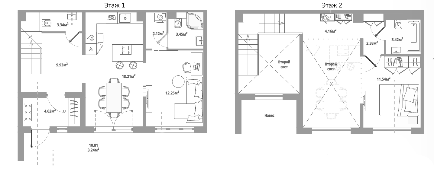 Планировка — ЛесART, 2-комн., 75 м²