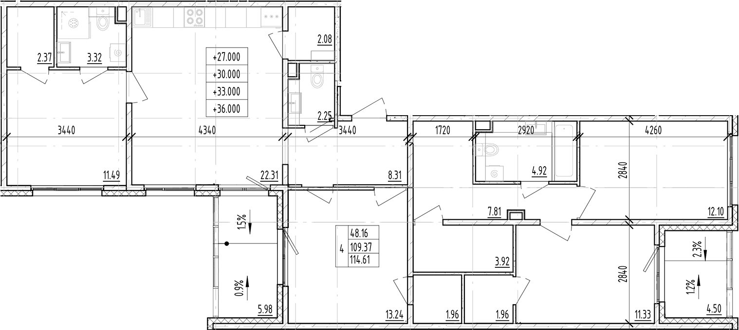 Планировка — ЛесART, 4-комн., 109 м²