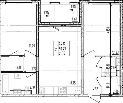 Планировка — ЛесART, 2-комн., 59 м²