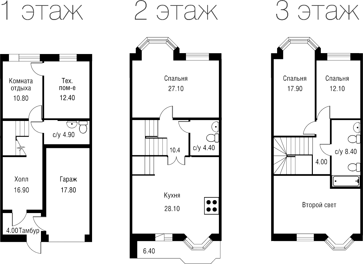 Планировка — ЛАХТА Таунхаусы, 4-комн., 186 м²