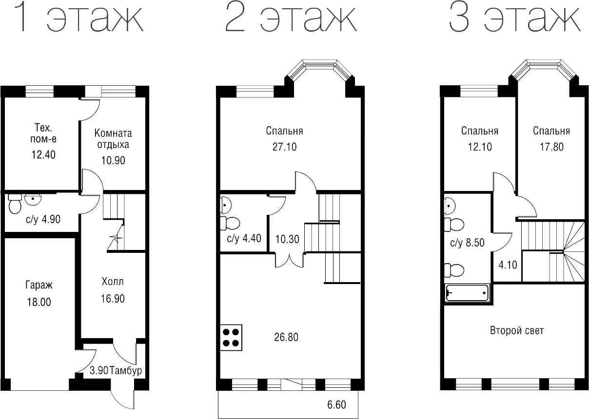 Планировка — ЛАХТА Таунхаусы, 4-комн., 186 м²