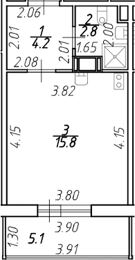 Планировка — Полис ЛАВрики, Студия, 23 м²