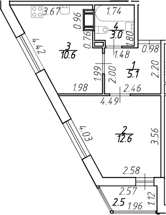 Планировка — Полис ЛАВрики, 1-комн., 31 м²