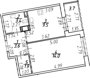 Планировка — Полис ЛАВрики, 1-комн., 32 м²