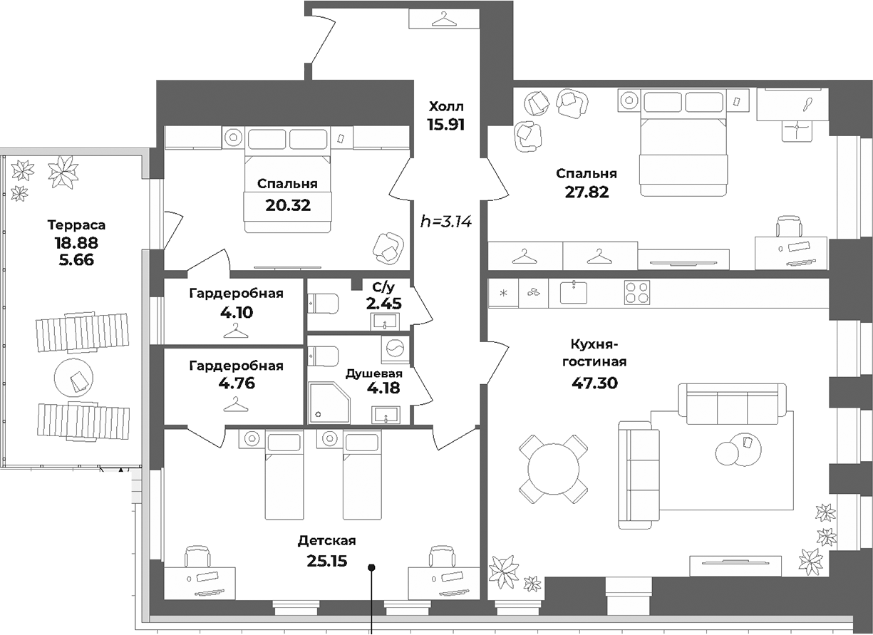 Планировка — Лиговский 127, 4-комн., 152 м²