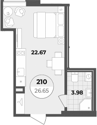 Планировка — Лиговский 127, Студия, 27 м²