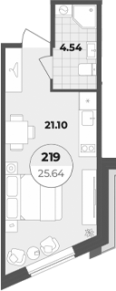 Планировка — Лиговский 127, Студия, 26 м²