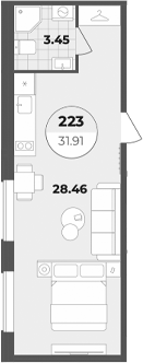 Планировка — Лиговский 127, Студия, 32 м²