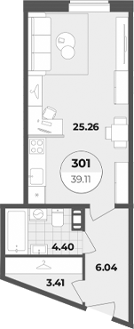 Планировка — Лиговский 127, Студия, 39 м²