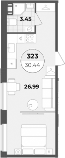 Планировка — Лиговский 127, Студия, 30 м²