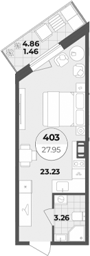 Планировка — Лиговский 127, Студия, 26 м²